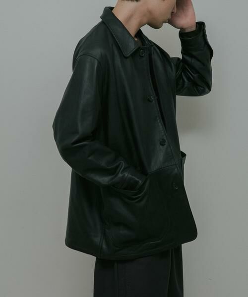 URBAN RESEARCH DOORS / アーバンリサーチ ドアーズ レザーブルゾン・ジャケット | Cow Leather Chore Jacket | 詳細8