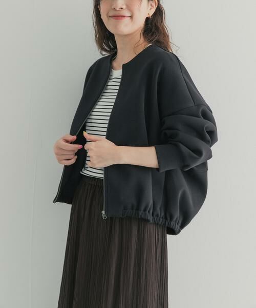 URBAN RESEARCH DOORS / アーバンリサーチ ドアーズ カーディガン・ボレロ | ダンボールZIPカーディガン（ブラック）