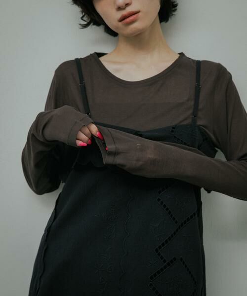 URBAN RESEARCH DOORS / アーバンリサーチ ドアーズ Tシャツ | Sheer Cotton Long-Sleeve T-shirts（ブラウン）