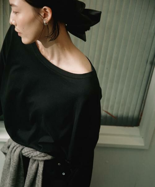 URBAN RESEARCH DOORS / アーバンリサーチ ドアーズ Tシャツ | Soft Cotton Loose Long-Sleeve T-shirts(ブラック)