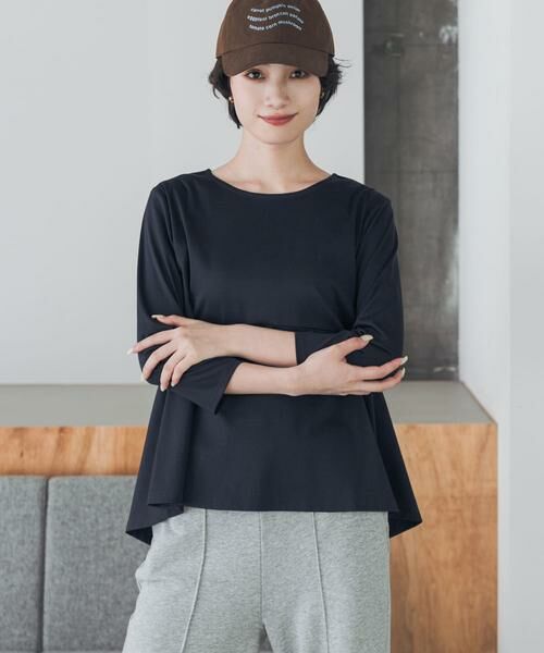 URBAN RESEARCH DOORS / アーバンリサーチ ドアーズ Tシャツ | 『UR TECH』完声シルケットペプラムプルオーバー | 詳細9