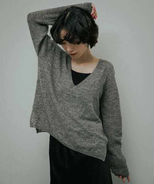 URBAN RESEARCH DOORS / アーバンリサーチ ドアーズ ニット・セーター | Baby Alpaca V-Neck Knit(グレー)