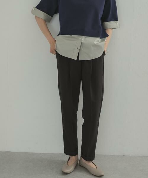 URBAN RESEARCH DOORS / アーバンリサーチ ドアーズ その他パンツ | ストレッチテーパードイージーパンツ(ブラック)