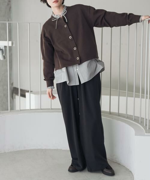 URBAN RESEARCH DOORS / アーバンリサーチ ドアーズ その他パンツ | 『UR TECH』完声タックギャザーワイドパンツ(ブラック)