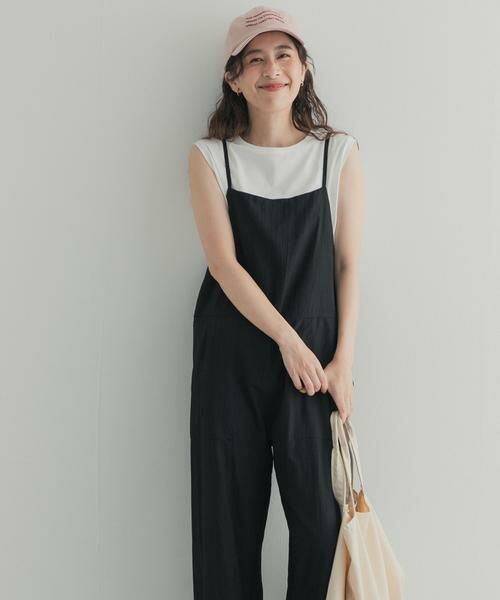 URBAN RESEARCH DOORS / アーバンリサーチ ドアーズ サロペット・オールインワン | 撥水キャミオールインワン(ブラック)
