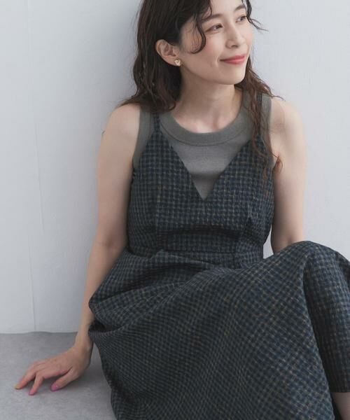 URBAN RESEARCH DOORS / アーバンリサーチ ドアーズ ワンピース | チェックキャミワンピース（ネイビー）