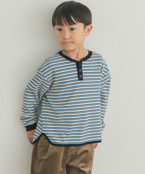 URBAN RESEARCH DOORS / アーバンリサーチ ドアーズ トップス | 『150サイズあり』ワッフルボーダーロングTシャツ(KIDS) | 詳細1