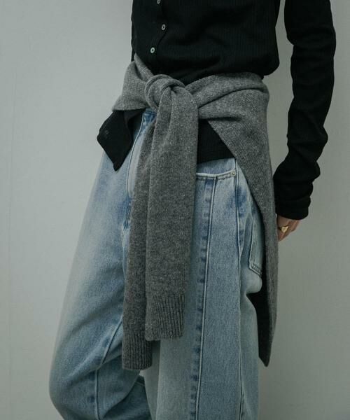 URBAN RESEARCH DOORS / アーバンリサーチ ドアーズ マフラー・ショール・スヌード・ストール | Wool Knit Shoulder Stole（チャコールグレー）
