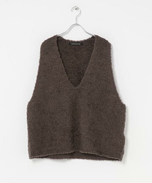 URBAN RESEARCH DOORS / アーバンリサーチ ドアーズ ニット・セーター | mizuiro ind　HAIRY YARN V NECK PULLOVER（ブラウン）