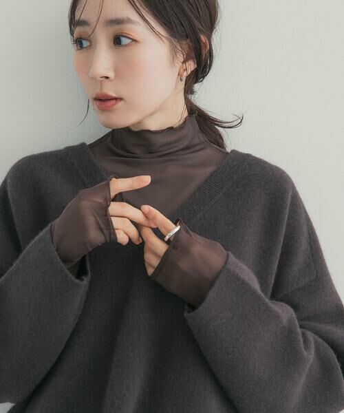 URBAN RESEARCH DOORS / アーバンリサーチ ドアーズ Tシャツ | ハイネックチュールインナー（ブラウン）