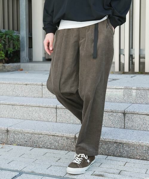 URBAN RESEARCH DOORS / アーバンリサーチ ドアーズ その他パンツ | 『WEB限定』ウェビングベルトコーデュロイトラウザー（モカ）