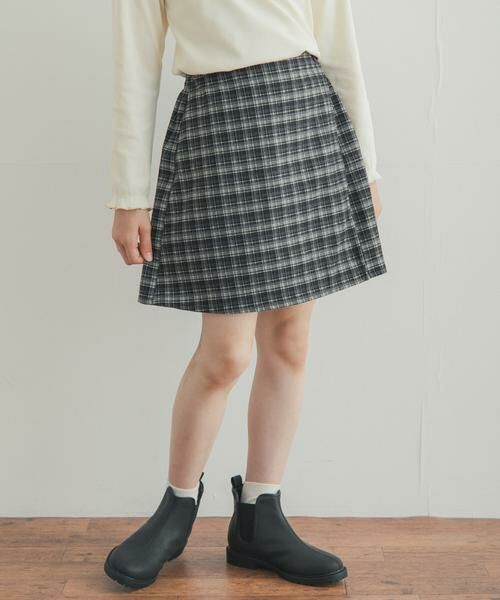 URBAN RESEARCH DOORS / アーバンリサーチ ドアーズ パンツ | 『150サイズあり』チェックラップキュロット(KIDS)（ブラック系その他）