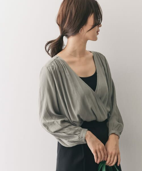 ＊＊URBAN RESEARCH DOORS / アーバンリサーチ ドアーズ シャツ・ブラウス | カシュクールブラウス∴（GRAY）