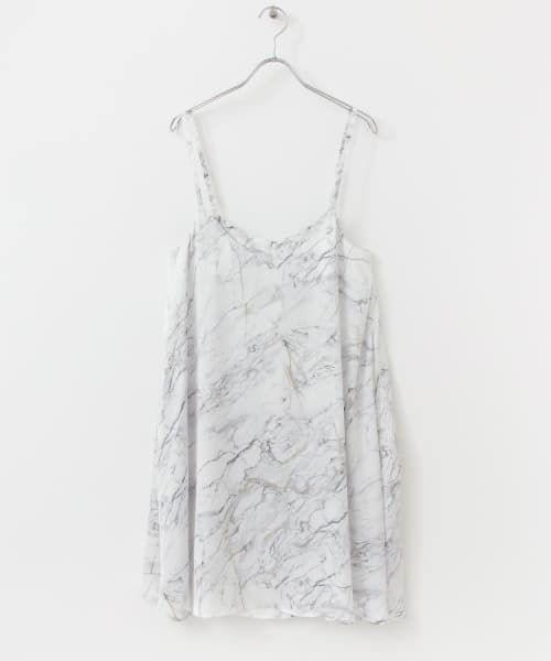 ＊＊URBAN RESEARCH DOORS / アーバンリサーチ ドアーズ キャミソール・チューブトップ | thint　ストーンプリントフレアキャミチュニック（OFF WHITE）