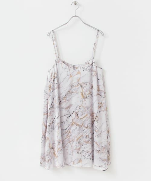 ＊＊URBAN RESEARCH DOORS / アーバンリサーチ ドアーズ キャミソール・チューブトップ | thint　ストーンプリントフレアキャミチュニック（GRAY）