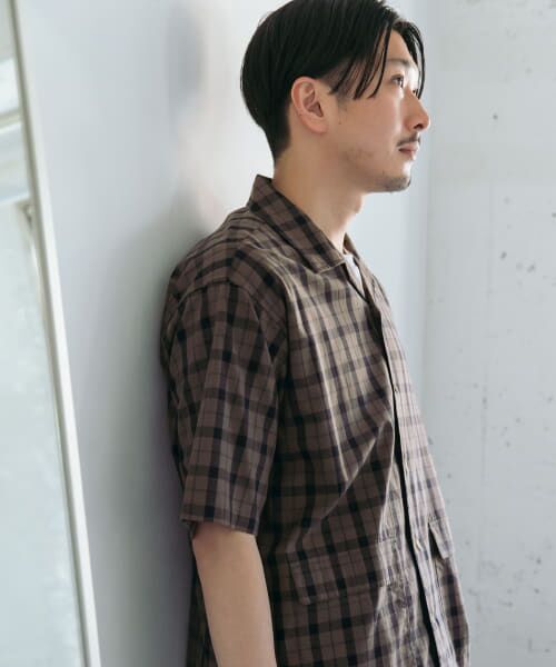 ＊＊URBAN RESEARCH DOORS / アーバンリサーチ ドアーズ シャツ・ブラウス | チェックオープンカラーシャツ（Brown）