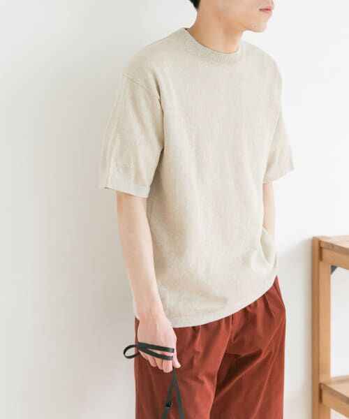 ＊＊URBAN RESEARCH DOORS / アーバンリサーチ ドアーズ Tシャツ | 『UR TECH』抗菌 リネンニットTシャツ（Top Beige）