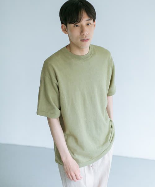 ＊＊URBAN RESEARCH DOORS / アーバンリサーチ ドアーズ Tシャツ | 『UR TECH』抗菌 リネンニットTシャツ（L.Green）