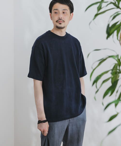 ＊＊URBAN RESEARCH DOORS / アーバンリサーチ ドアーズ Tシャツ | 『UR TECH』抗菌 リネンニットTシャツ（Navy）
