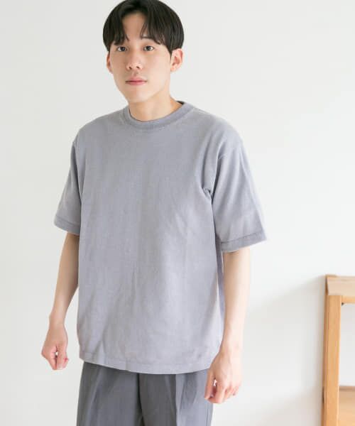 ＊＊URBAN RESEARCH DOORS / アーバンリサーチ ドアーズ Tシャツ | 『UR TECH』抗菌 リネンニットTシャツ（L.Purple）