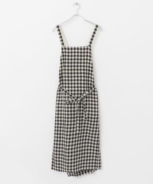 ＊＊URBAN RESEARCH DOORS / アーバンリサーチ ドアーズ ワンピース | siiwa ウールギンガムチェックエプロンスカート（Black）