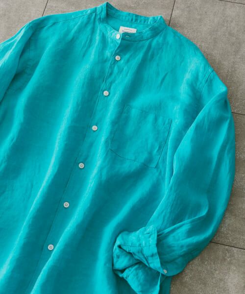 ＊＊URBAN RESEARCH DOORS / アーバンリサーチ ドアーズ シャツ・ブラウス | リネンバンドカラーシャツ（Mint）