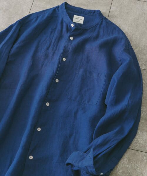 ＊＊URBAN RESEARCH DOORS / アーバンリサーチ ドアーズ シャツ・ブラウス | リネンバンドカラーシャツ（Indigo）