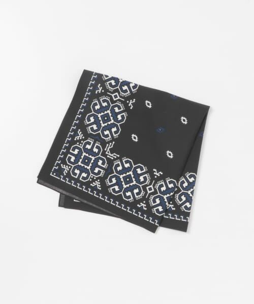HERMES ネイビー シルク ハンカチ LIFE STYLE TAILOR コットンシルクネッカチーフ (ハンカチ