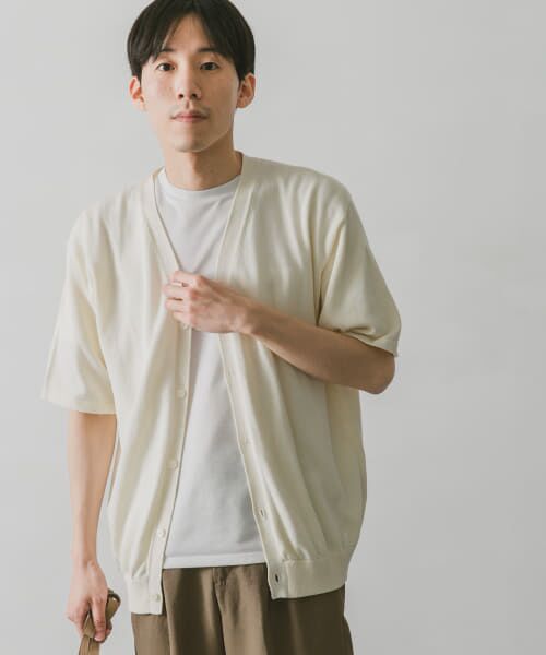 ＊＊URBAN RESEARCH DOORS / アーバンリサーチ ドアーズ カーディガン・ボレロ | 強撚5分袖ニットカーディガン（OFF）