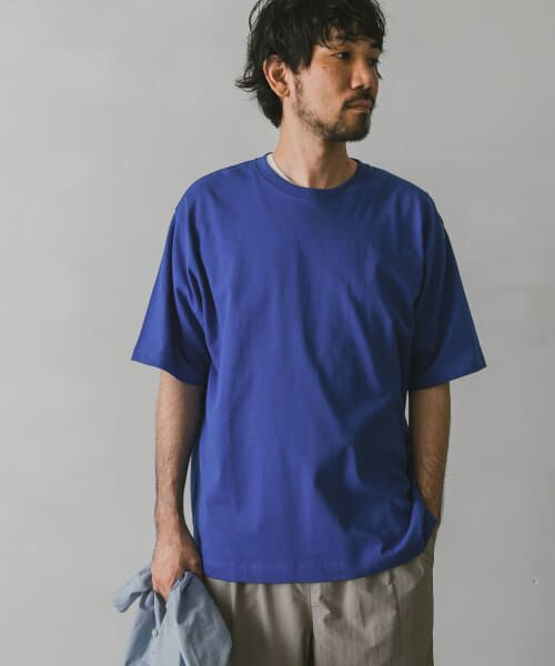 ＊＊URBAN RESEARCH DOORS / アーバンリサーチ ドアーズ Tシャツ | シルケットライクショートスリーブTシャツ（Blue）