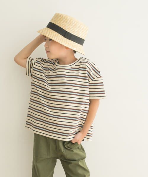 ＊＊URBAN RESEARCH DOORS / アーバンリサーチ ドアーズ トップス | レトロランダムボーダーワイドTシャツ(KIDS)（アイボリー）