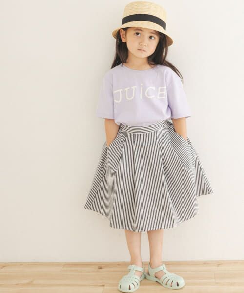 ＊＊URBAN RESEARCH DOORS / アーバンリサーチ ドアーズ パンツ | ストライプ後染めフレアスカート(KIDS)（ネイビー）