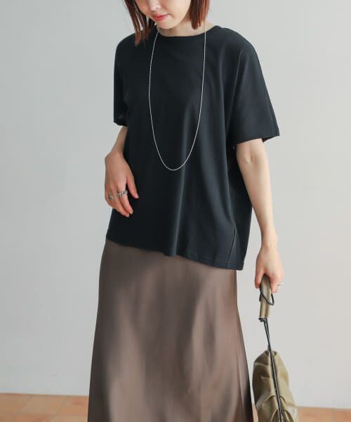 ＊＊URBAN RESEARCH DOORS / アーバンリサーチ ドアーズ Tシャツ | ハイツイストコットンバックタックプルオーバー（BLACK）