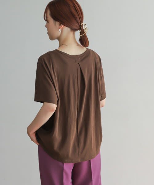 ＊＊URBAN RESEARCH DOORS / アーバンリサーチ ドアーズ Tシャツ | ハイツイストコットンバックタックプルオーバー（BROWN）