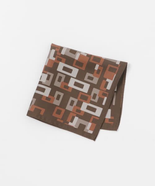 ＊＊URBAN RESEARCH DOORS / アーバンリサーチ ドアーズ ハンカチ | LIFE STYLE TAILOR　シルクプリントチーフ（BROWN）