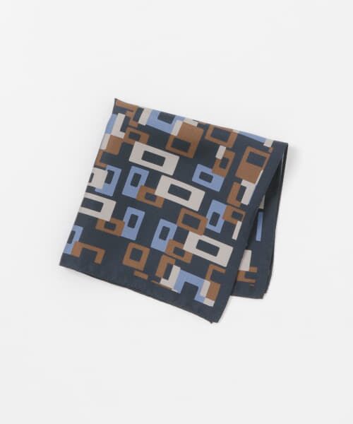 ＊＊URBAN RESEARCH DOORS / アーバンリサーチ ドアーズ ハンカチ | LIFE STYLE TAILOR　シルクプリントチーフ（NAVY）