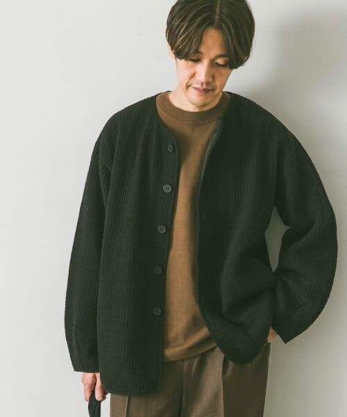 アーバンリサーチゆったりノーカラーパイピングキルテイングダウンジャケットコート♪ SENSE OF PLACE by URBAN RESEARCH ダウンコート ダウン