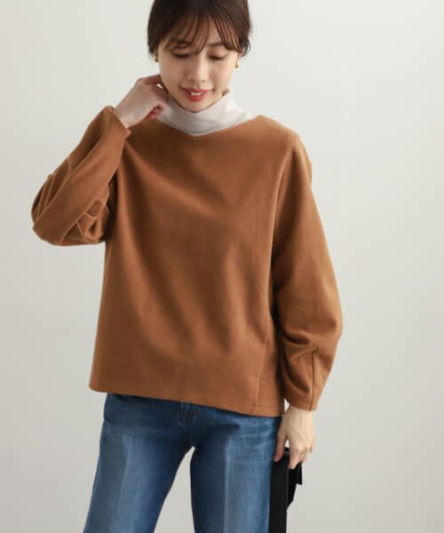 ＊＊URBAN RESEARCH DOORS / アーバンリサーチ ドアーズ Tシャツ | ワイドVネックポンチプルオーバー（BROWN）