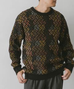 ジャガードクルーネックニット