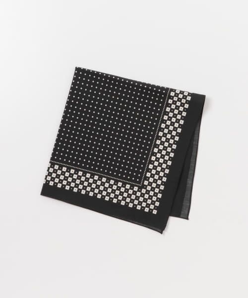 ＊＊URBAN RESEARCH DOORS / アーバンリサーチ ドアーズ ハンカチ | LIFE STYLE TAILOR　コットンシルクドット柄ネッカチーフ（BLACK）