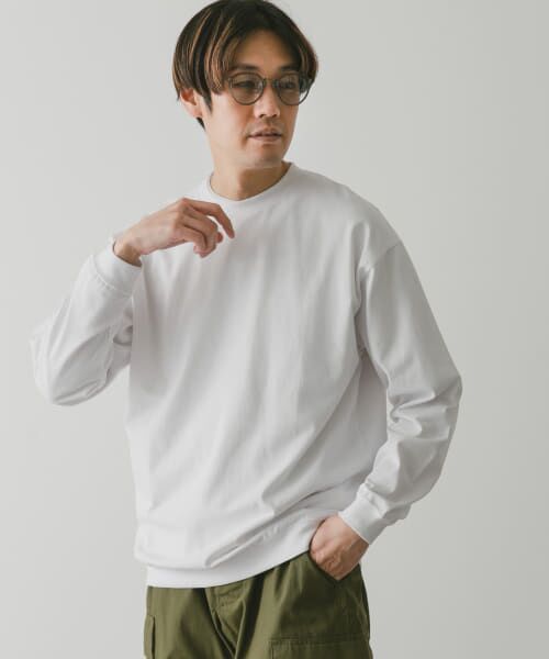 ＊＊URBAN RESEARCH DOORS / アーバンリサーチ ドアーズ Tシャツ | クルーネックロングスリーブタフTシャツ（WHITE）