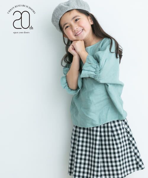 ＊＊URBAN RESEARCH DOORS / アーバンリサーチ ドアーズ トップス | 『親子リンク』リネンキャンディスリーブプルオーバー(KIDS)（BLUE MINT）