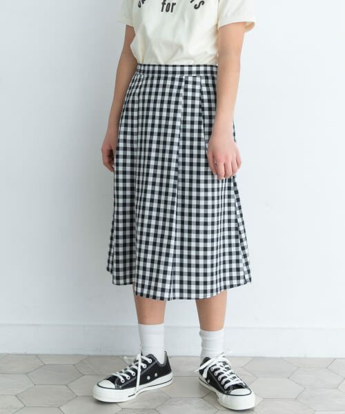 ＊＊URBAN RESEARCH DOORS / アーバンリサーチ ドアーズ パンツ | 『親子リンク』ウエストタックフレアスカート(KIDS)（GINGHAM）