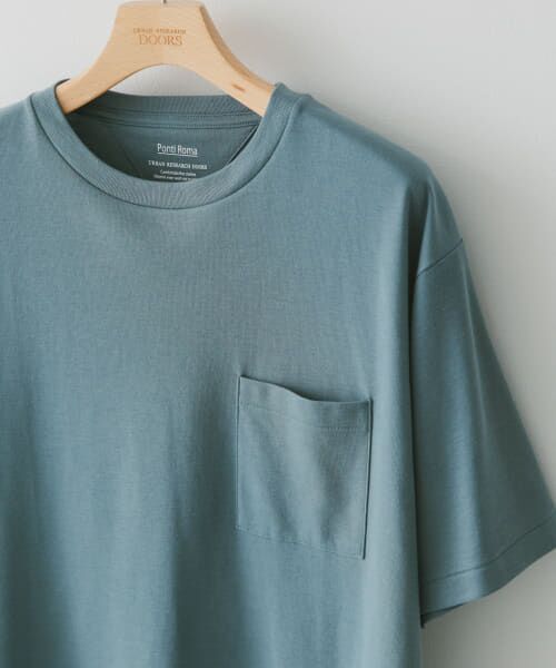 ＊＊URBAN RESEARCH DOORS / アーバンリサーチ ドアーズ Tシャツ | 『イージーケア』『毛玉防止』ポンチポケットTシャツ（SAGE GREEN）