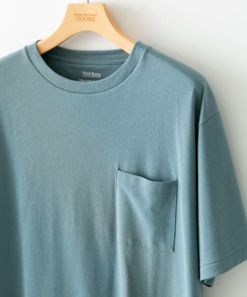 ＊＊URBAN RESEARCH DOORS / アーバンリサーチ ドアーズ Tシャツ | 『イージーケア』『毛玉防止』ポンチポケットTシャツ（STEELGREEN）
