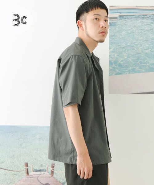 ＊＊URBAN RESEARCH DOORS / アーバンリサーチ ドアーズ シャツ・ブラウス | 『セットアップ対応』add fabrics オープンカラーショートスリーブシャツ（CHARCOAL）