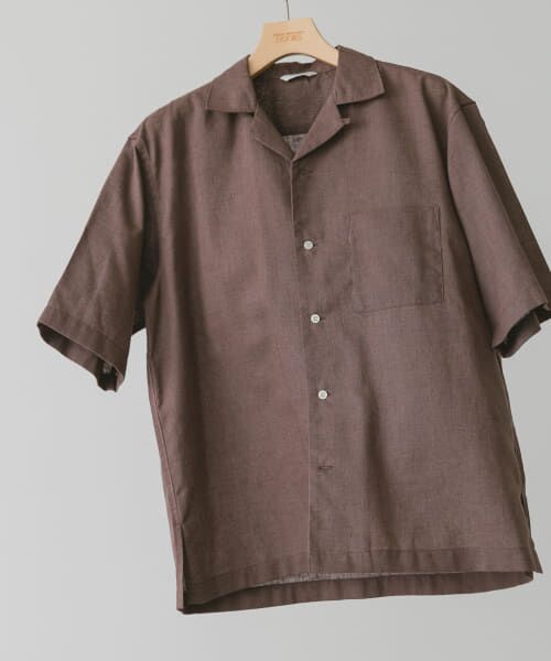 ＊＊URBAN RESEARCH DOORS / アーバンリサーチ ドアーズ シャツ・ブラウス | 『UR TECH 高機能リネン』高機能リネンオープンカラーシャツ（BROWN）