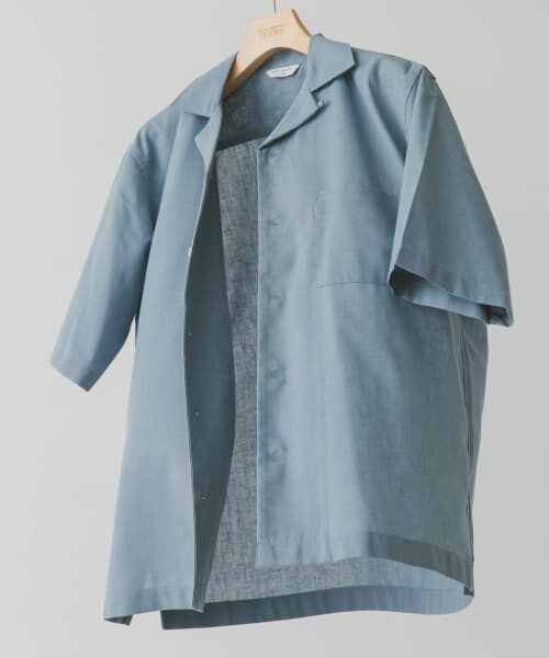 ＊＊URBAN RESEARCH DOORS / アーバンリサーチ ドアーズ シャツ・ブラウス | 『UR TECH 高機能リネン』高機能リネンオープンカラーシャツ（BLUE）