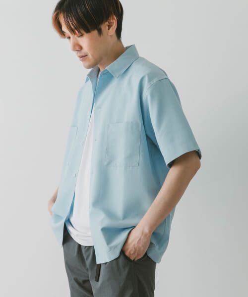 ＊＊URBAN RESEARCH DOORS / アーバンリサーチ ドアーズ シャツ・ブラウス | 『吸水速乾』セオアルファダブルポケットショートスリーブシャツ（BLUE）