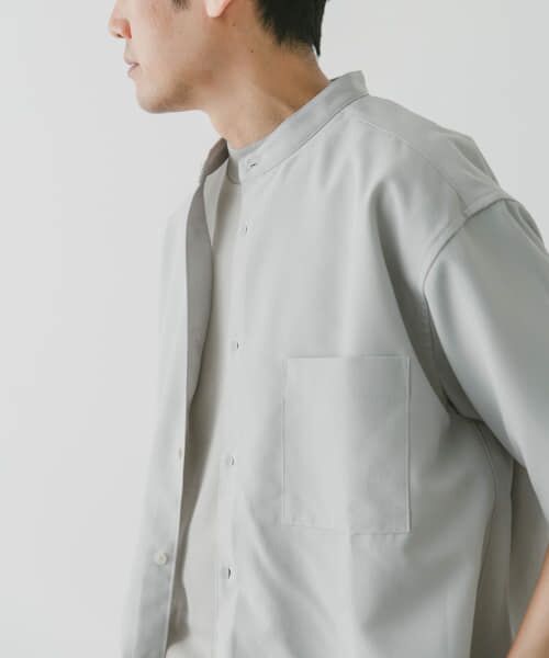 ＊＊URBAN RESEARCH DOORS / アーバンリサーチ ドアーズ シャツ・ブラウス | 『吸水速乾』セオアルファバンドカラーショートスリーブシャツ（L.GRAY）